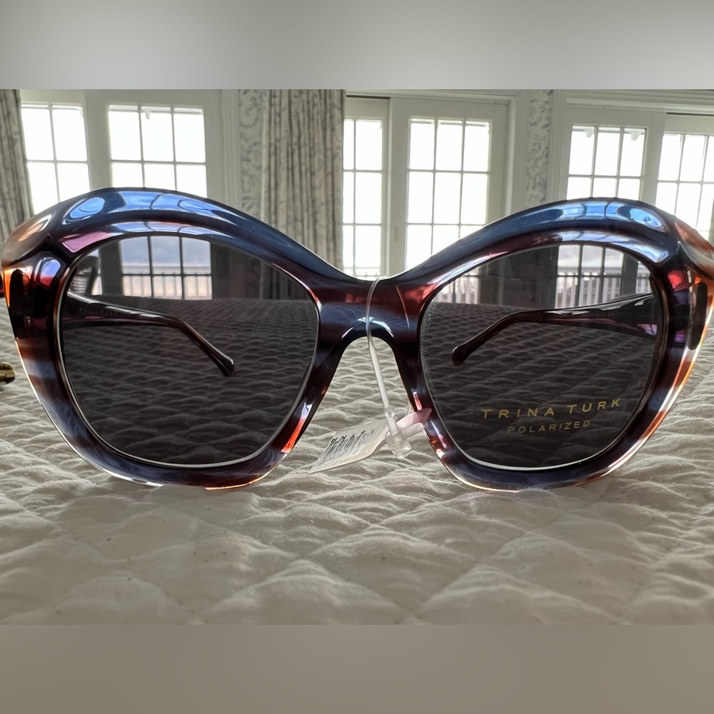 Trina Turk Ibiza Sunglasses with blue and brown crystal